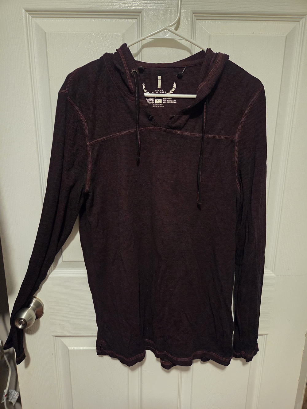 i jeans by Buffalo Men's Hooded Long Sleeve Shirt in Plum